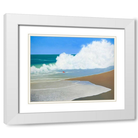 Red Pail in the Sand White Modern Wood Framed Art Print with Double Matting by Pettigrew, Martha