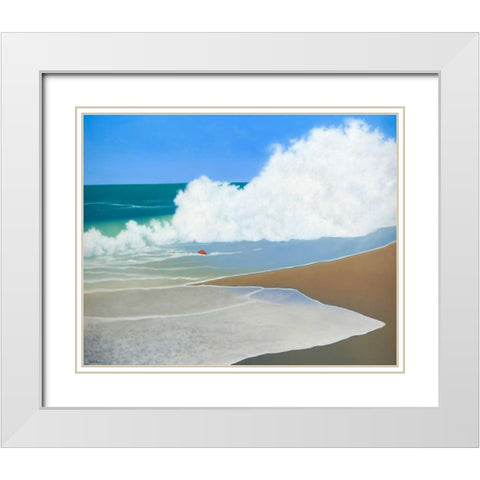 Red Pail in the Sand White Modern Wood Framed Art Print with Double Matting by Pettigrew, Martha