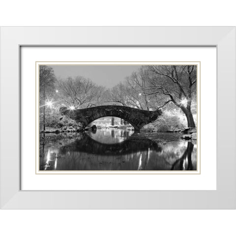 Bridge in Winter White Modern Wood Framed Art Print with Double Matting by PhotoINC Studio