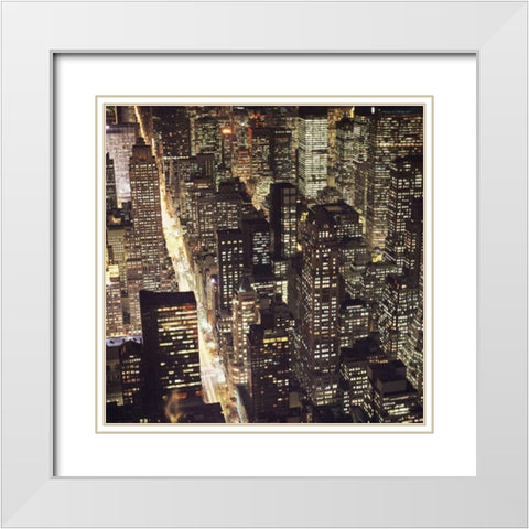 City Lights White Modern Wood Framed Art Print with Double Matting by PhotoINC Studio