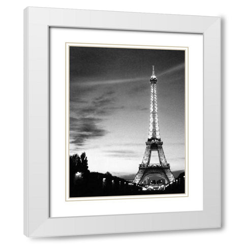 Eiffel Tower White Modern Wood Framed Art Print with Double Matting by PhotoINC Studio