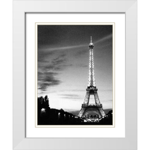 Eiffel Tower White Modern Wood Framed Art Print with Double Matting by PhotoINC Studio