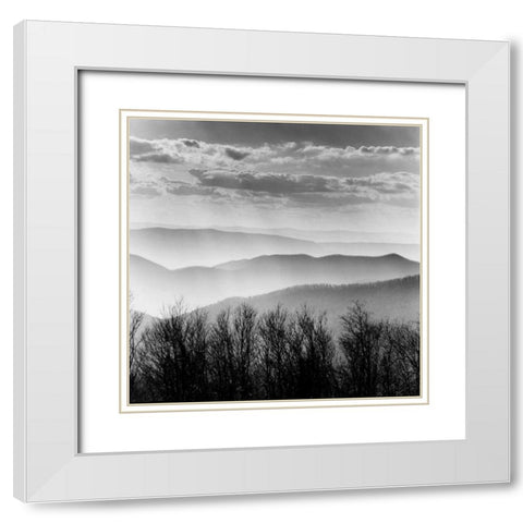 Misty Mountains White Modern Wood Framed Art Print with Double Matting by PhotoINC Studio