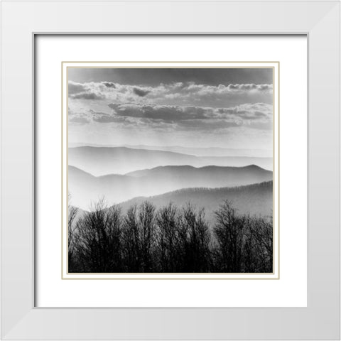 Misty Mountains White Modern Wood Framed Art Print with Double Matting by PhotoINC Studio