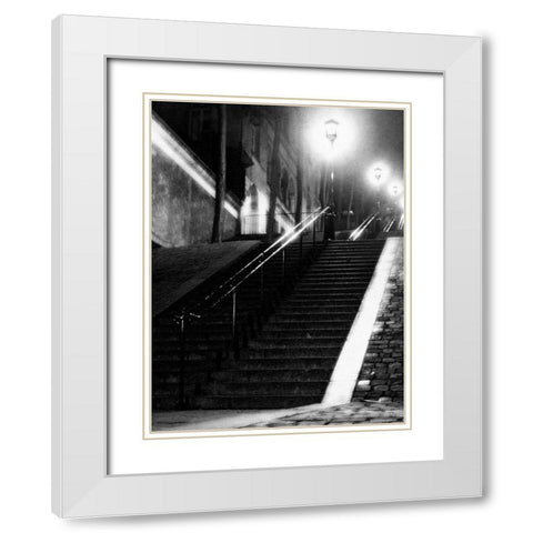 Montmartre White Modern Wood Framed Art Print with Double Matting by PhotoINC Studio