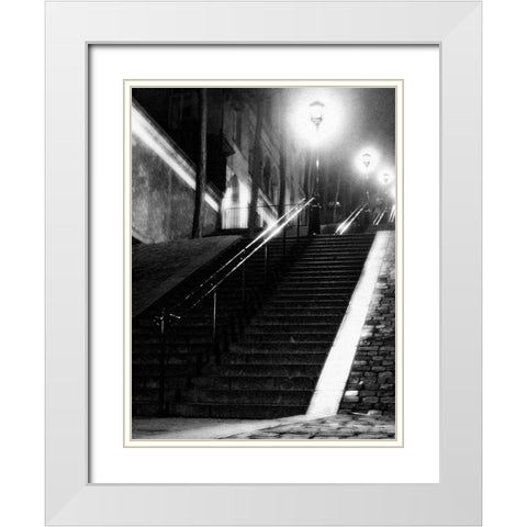 Montmartre White Modern Wood Framed Art Print with Double Matting by PhotoINC Studio
