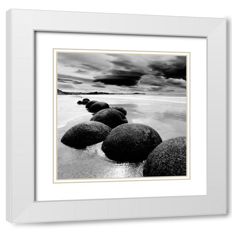 Rocks White Modern Wood Framed Art Print with Double Matting by PhotoINC Studio