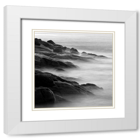 Rocks in Mist 1 White Modern Wood Framed Art Print with Double Matting by PhotoINC Studio