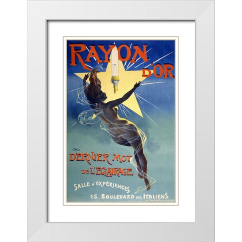 Rayon dâ€™Or White Modern Wood Framed Art Print with Double Matting by Paleologu (PAL), Jean de