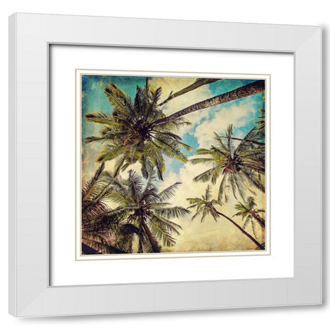 Kauai Island Palms White Modern Wood Framed Art Print with Double Matting by Price, Melanie Alexandra