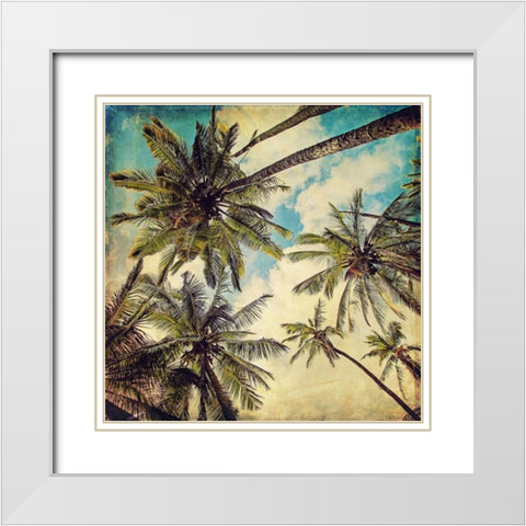 Kauai Island Palms White Modern Wood Framed Art Print with Double Matting by Price, Melanie Alexandra