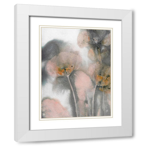 Poppy Salmon Grey White Modern Wood Framed Art Print with Double Matting by Folcarelli, Pernille