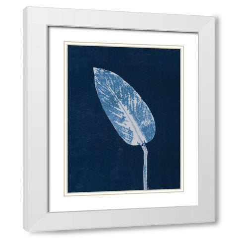 Calathea Blue White Modern Wood Framed Art Print with Double Matting by Folcarelli, Pernille
