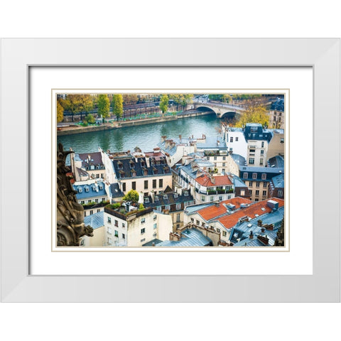 Paris Rooftops White Modern Wood Framed Art Print with Double Matting by Quintero, Sonja