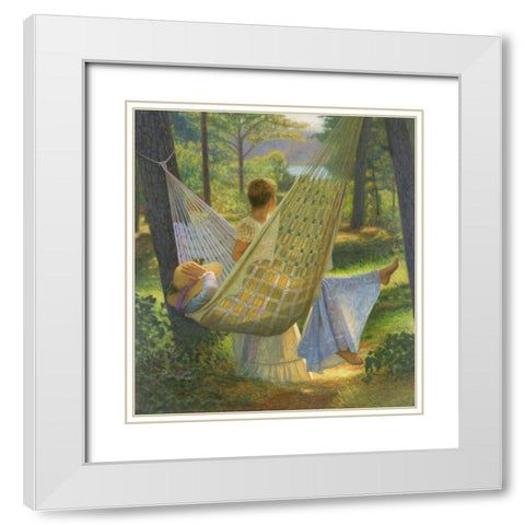 Summertime White Modern Wood Framed Art Print with Double Matting by Quidley, Peter