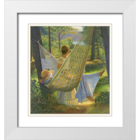 Summertime White Modern Wood Framed Art Print with Double Matting by Quidley, Peter
