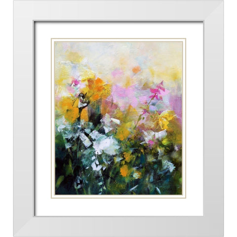 Always Flowers White Modern Wood Framed Art Print with Double Matting by Quinzin, Marianne