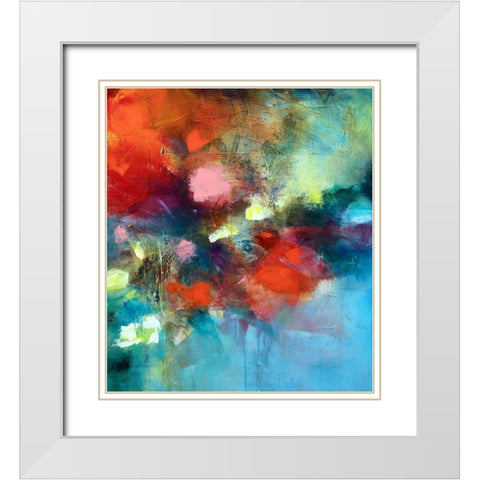 Behind The Flowers White Modern Wood Framed Art Print with Double Matting by Quinzin, Marianne