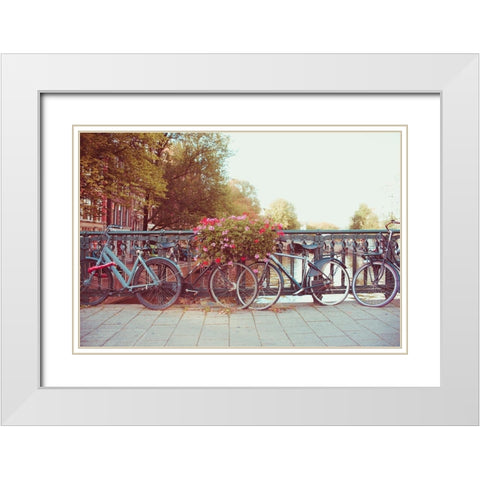 Amsterdam Bikes No. 1 White Modern Wood Framed Art Print with Double Matting by Quintero, Sonja