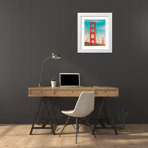 Golden Gate in The Morning White Modern Wood Framed Art Print with Double Matting by Quintero, Sonja