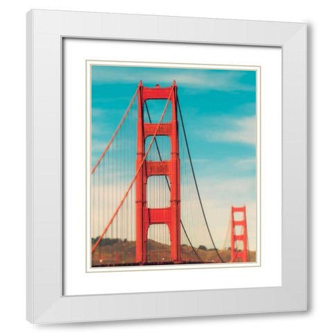 Golden Gate in The Morning White Modern Wood Framed Art Print with Double Matting by Quintero, Sonja