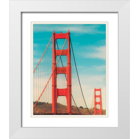 Golden Gate in The Morning White Modern Wood Framed Art Print with Double Matting by Quintero, Sonja