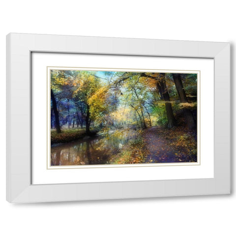 Autumn Walk White Modern Wood Framed Art Print with Double Matting by Rivera, John
