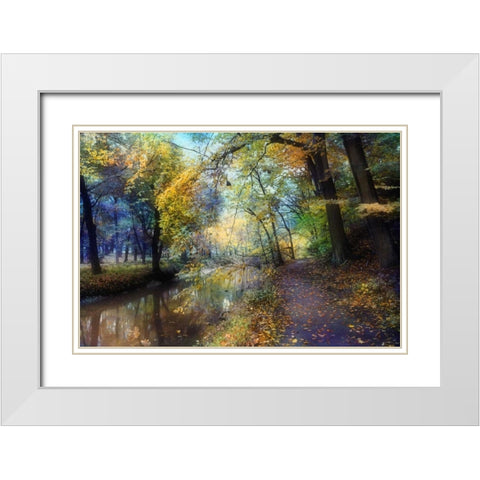 Autumn Walk White Modern Wood Framed Art Print with Double Matting by Rivera, John