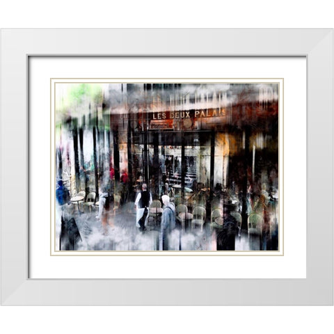 Busy Sidewalk White Modern Wood Framed Art Print with Double Matting by Rivera, John
