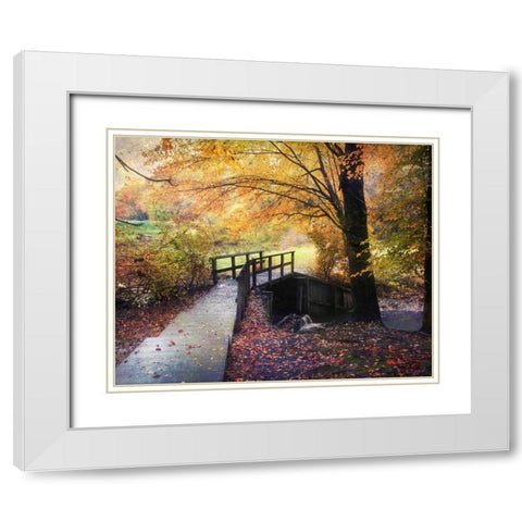 Foot Bridge White Modern Wood Framed Art Print with Double Matting by Rivera, John