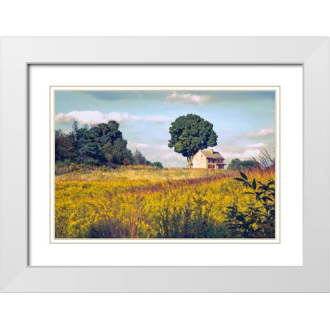 House on a Hill White Modern Wood Framed Art Print with Double Matting by Rivera, John