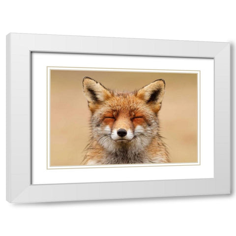 Zen Fox Red Portrait White Modern Wood Framed Art Print with Double Matting by Raimond, Roeselien