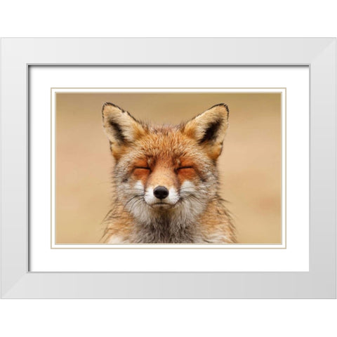 Zen Fox Red Portrait White Modern Wood Framed Art Print with Double Matting by Raimond, Roeselien