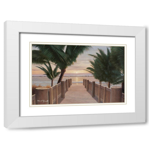 Palm Promenade White Modern Wood Framed Art Print with Double Matting by Romanello, Diane