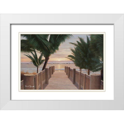 Palm Promenade White Modern Wood Framed Art Print with Double Matting by Romanello, Diane