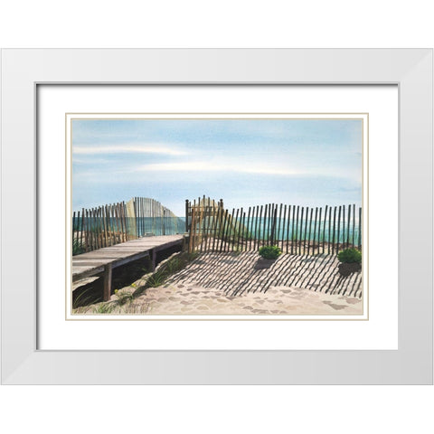 Seagate White Modern Wood Framed Art Print with Double Matting by Roberts, Linda