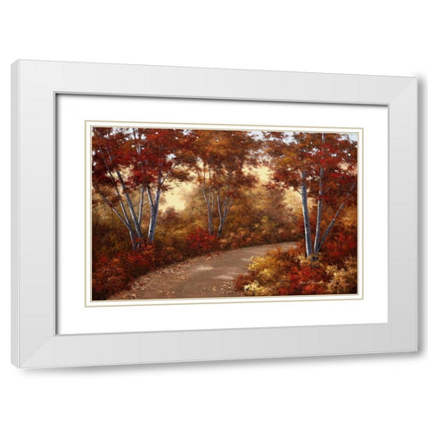 Golden Birches White Modern Wood Framed Art Print with Double Matting by Romanello, Diane