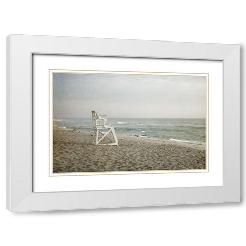 Lifeguard Chair at Dawn White Modern Wood Framed Art Print with Double Matting by Ryan, Brooke T.