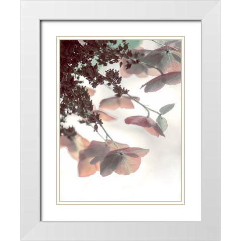 Pink And Aqua Hydrangeas White Modern Wood Framed Art Print with Double Matting by Ryan, Brooke T.