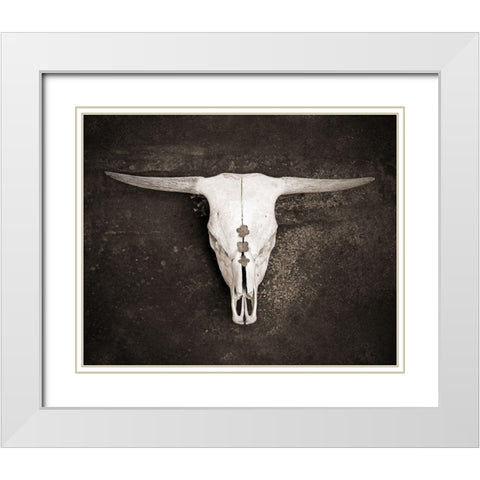 Sepia Cattle Skull White Modern Wood Framed Art Print with Double Matting by Ryan, Brooke T.