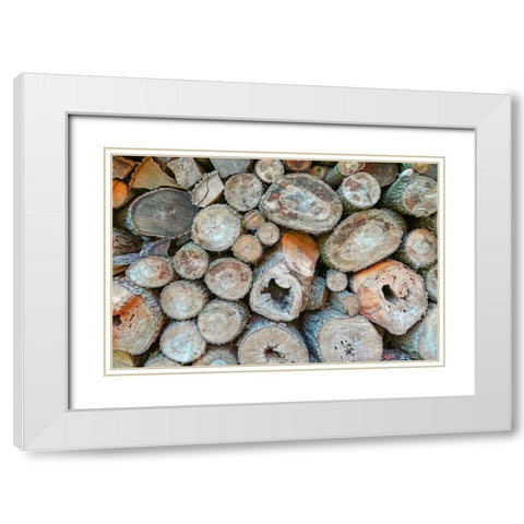 Woodpile White Modern Wood Framed Art Print with Double Matting by Ryan, Brooke T.