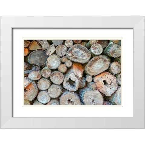 Woodpile White Modern Wood Framed Art Print with Double Matting by Ryan, Brooke T.