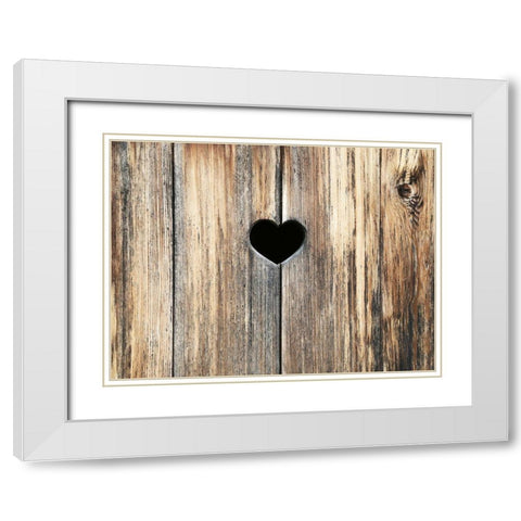 Heart in Wood White Modern Wood Framed Art Print with Double Matting by Ryan, Brooke T.