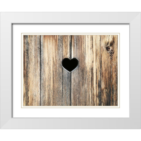 Heart in Wood White Modern Wood Framed Art Print with Double Matting by Ryan, Brooke T.