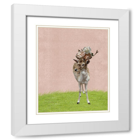 Buck on Pink White Modern Wood Framed Art Print with Double Matting by Ryan, Brooke T.