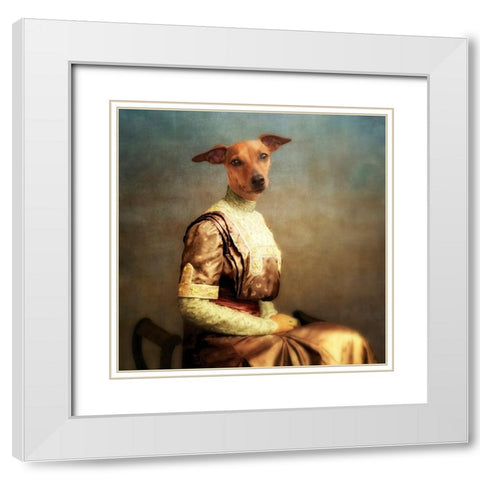 Bambi White Modern Wood Framed Art Print with Double Matting by Roch, Martine