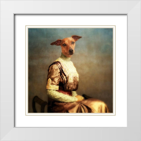 Bambi White Modern Wood Framed Art Print with Double Matting by Roch, Martine