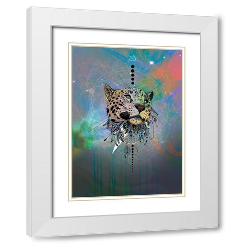 Cosmic Leopard White Modern Wood Framed Art Print with Double Matting by Roberts, Karin