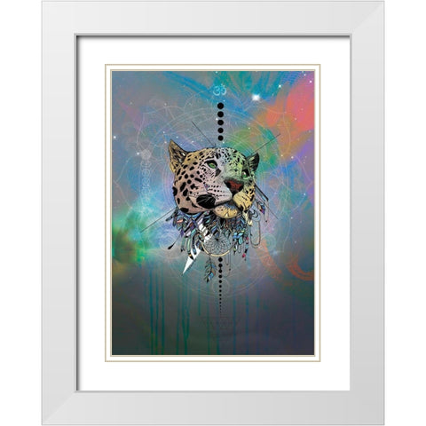 Cosmic Leopard White Modern Wood Framed Art Print with Double Matting by Roberts, Karin