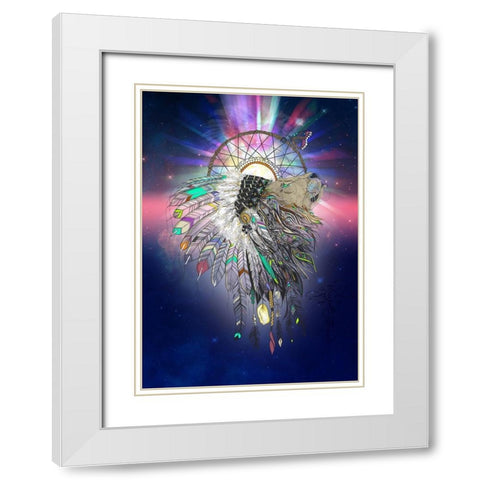 Cosmic Lion Butterfly White Modern Wood Framed Art Print with Double Matting by Roberts, Karin